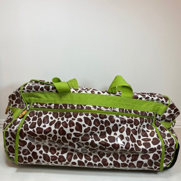 Toss Design Rolling Weekender bag | Wipeable Leopard print with pop of g… - Picture 2 of 9
